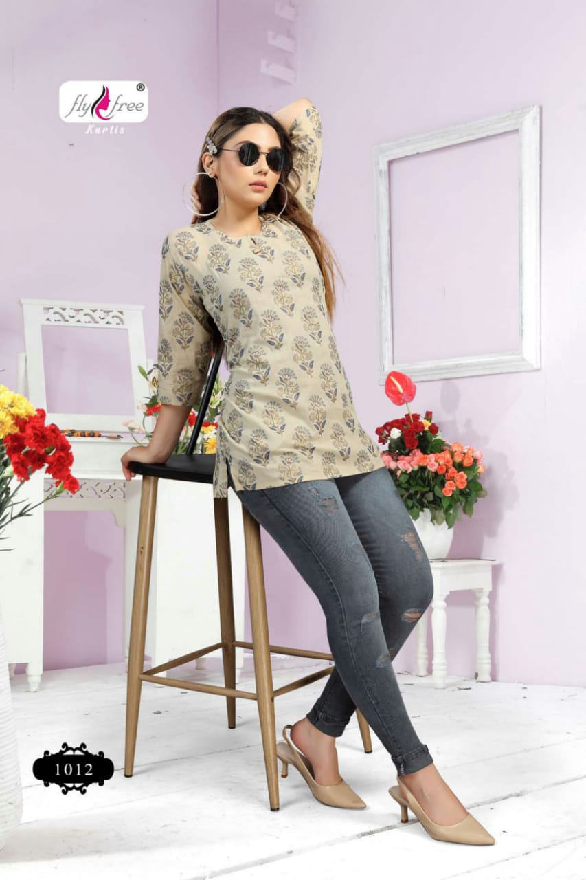 Fly Free Clock 1 Fancy Latest Designer Cambric Cotton Casual Wear Top Collection